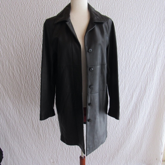 Y2K Lamb Leather Sleek Black Jacket Womens 7/8 S Patchwork Design Express - Picture 6 of 16